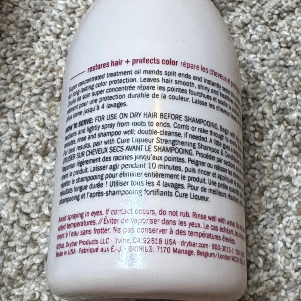 Drybar Cure Liqueur Restorative Pre-Shampoo Treatment Oil 5 oz NWT